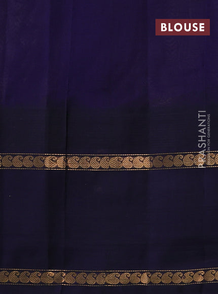 Kuppadam silk cotton saree dark beige and navy blue with allover thread checked pattern and temple design rettapet zari woven butta border