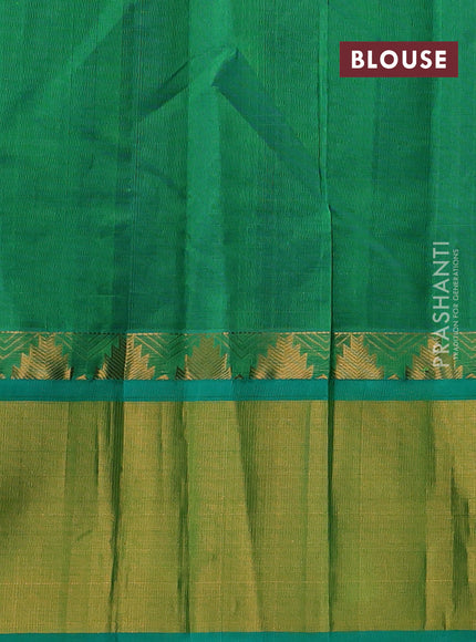 Kuppadam silk cotton saree royal blue and teal green with allover laksha deepam pattern and temple design zari woven border