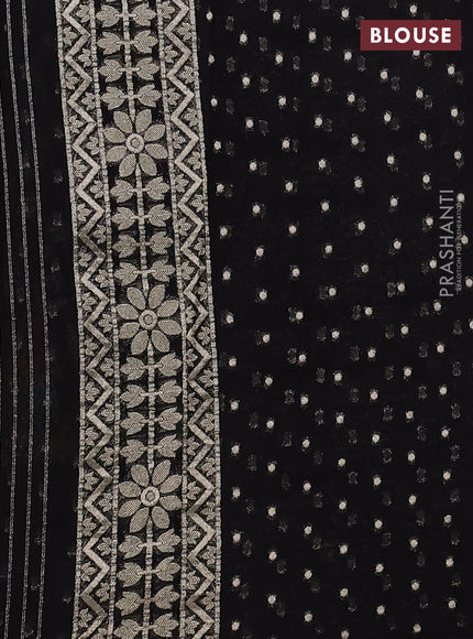 Art chiffon saree black with allover thread & zari floral weaves and zari woven border