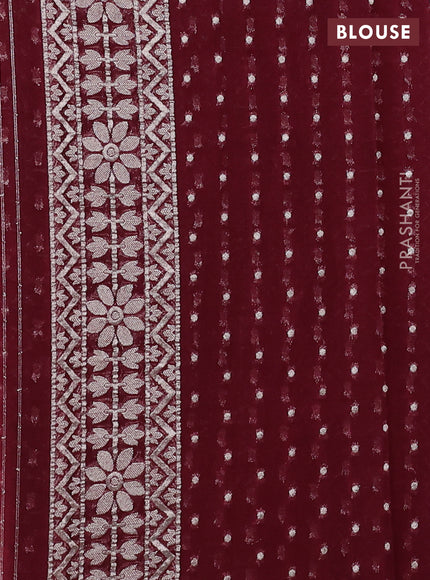 Art chiffon saree deep maroon with allover thread & zari floral weaves and zari woven border