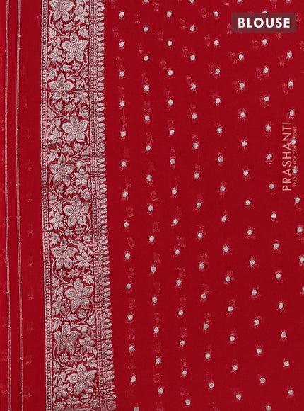 Art chiffon saree red with allover vanasingaram weaves and zari woven border