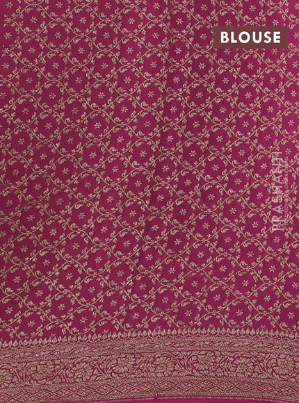 Banarasi crepe partly saree royal blue and pink with allover thread & zari woven buttas and woven border