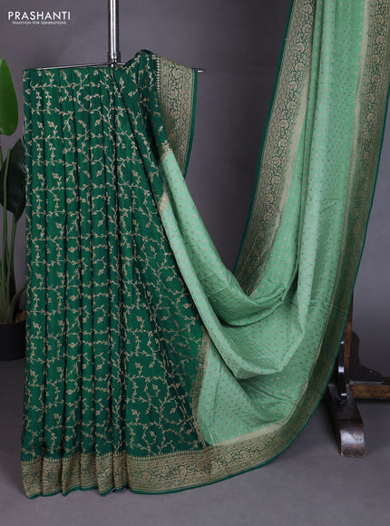 Banarasi crepe partly saree pastel green and green with allover thread & zari woven buttas and woven border