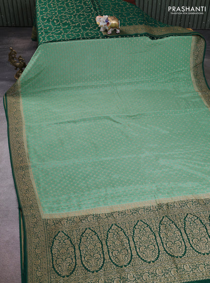 Banarasi crepe partly saree pastel green and green with allover thread & zari woven buttas and woven border