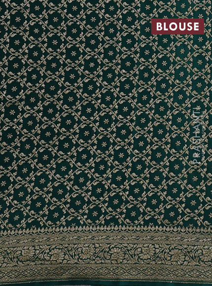 Banarasi crepe partly saree pastel green and green with allover thread & zari woven buttas and woven border
