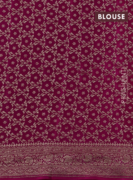 Banarasi crepe partly saree yellow and pink with allover thread & zari woven buttas and woven border