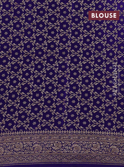 Banarasi crepe partly saree pink and violet with allover thread & zari woven buttas and woven border