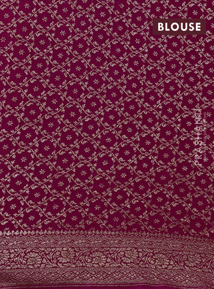 Banarasi crepe partly saree blue and pink with allover thread & zari woven buttas and woven border