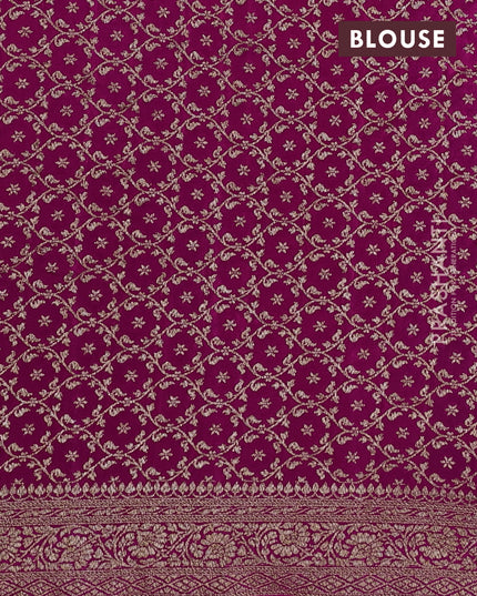 Banarasi crepe partly saree green and pink with allover thread & zari woven buttas and woven border