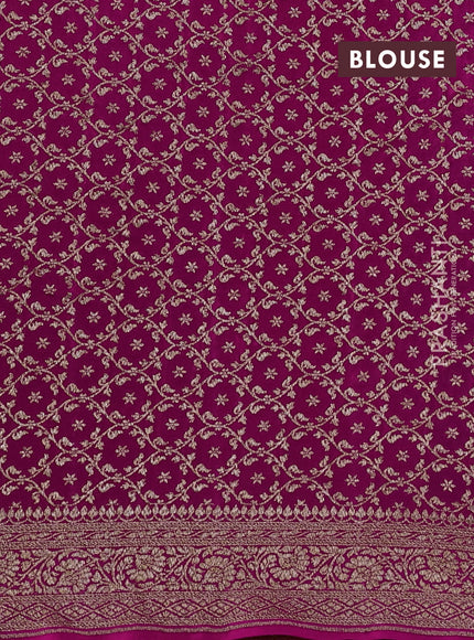 Banarasi crepe partly saree green and pink with allover thread & zari woven buttas and woven border