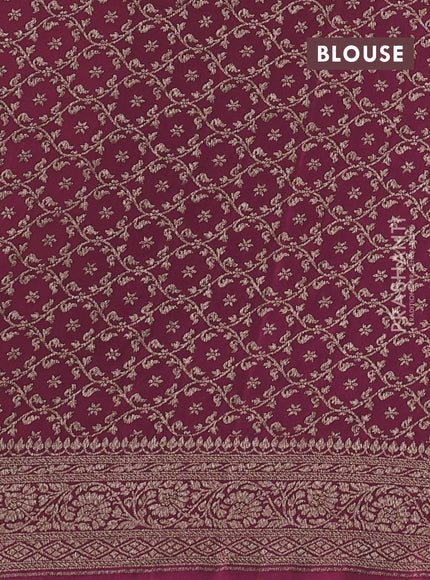 Banarasi crepe partly saree lime green and pink with allover thread & zari woven buttas and woven border