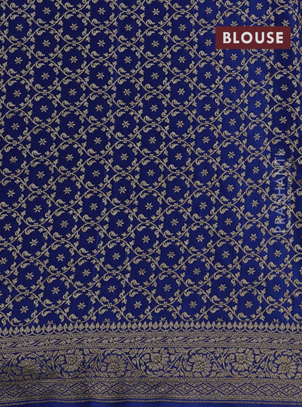 Banarasi crepe partly saree teal blue and blue with allover thread & zari woven buttas and woven border