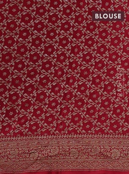 Banarasi crepe partly saree violet and red with allover thread & zari woven buttas and woven border