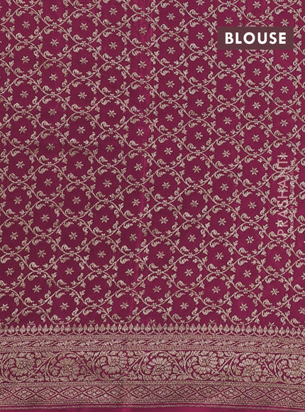 Banarasi crepe partly saree lime yellow and pink with allover thread & zari woven buttas and woven border