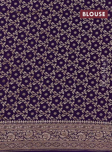Banarasi crepe partly saree pink and purple with allover thread & zari woven buttas and woven border
