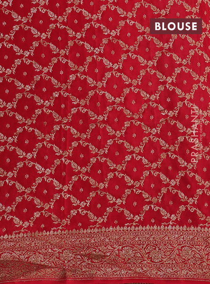 Banarasi crepe partly saree violet and red with allover thread & zari woven buttas and woven border