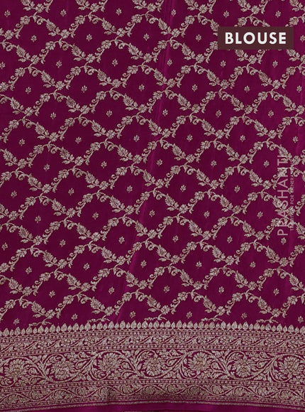 Banarasi crepe partly saree mauve pink and pink with allover thread & zari woven buttas and woven border