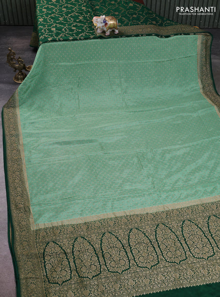 Banarasi crepe partly saree pastel green and green with allover thread & zari woven buttas and woven border