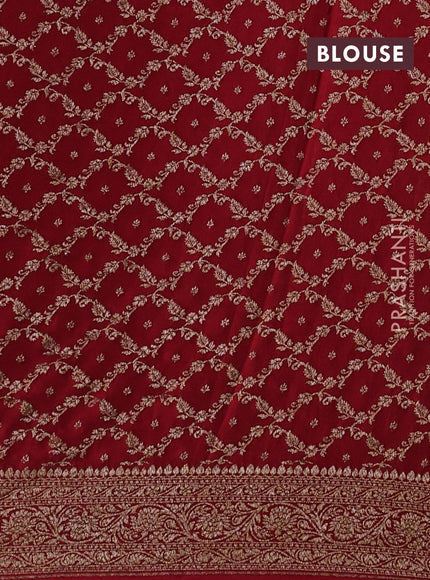 Banarasi crepe partly saree blue and red with allover thread & zari woven buttas and woven border