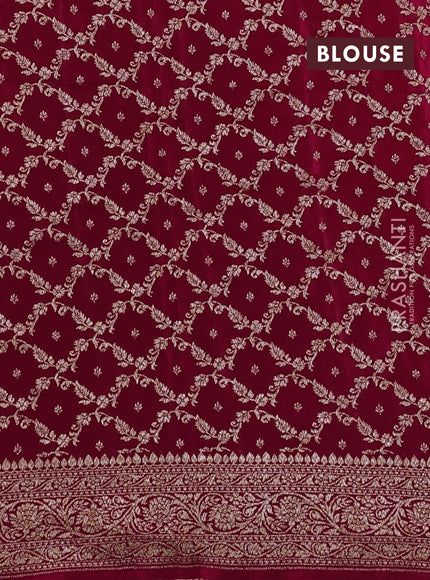 Banarasi crepe partly saree mauve pink and dark pink with allover thread & zari woven buttas and woven border