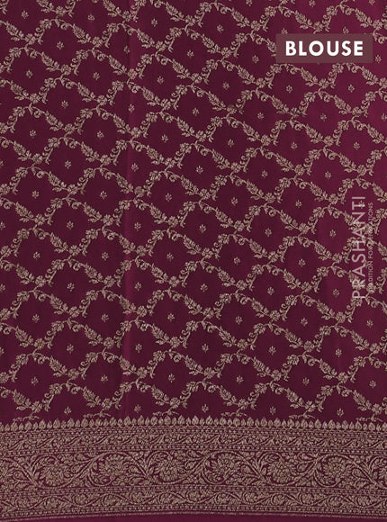 Banarasi crepe partly saree beige and pink with allover thread & zari woven buttas and woven border