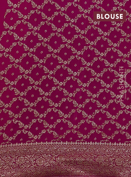 Banarasi crepe partly saree mustard yellow and pink with allover thread & zari woven buttas and woven border
