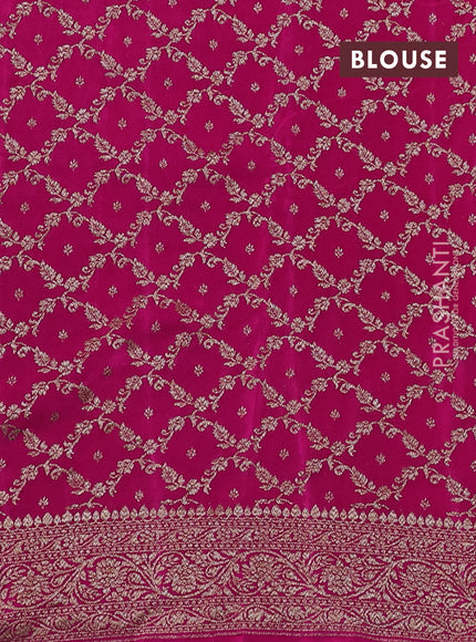 Banarasi crepe partly saree blue and pink with allover thread & zari woven buttas and woven border