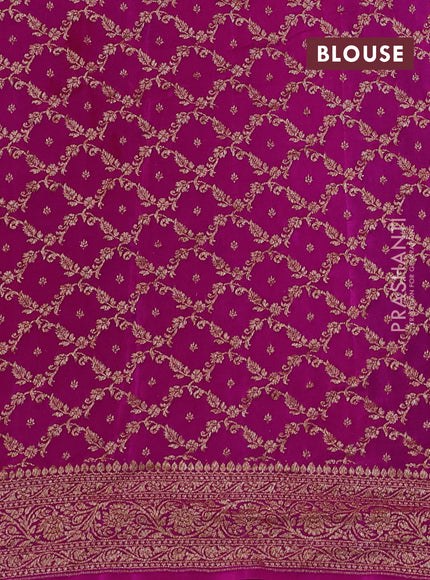 Banarasi crepe partly saree black and pink with allover thread & zari woven buttas and woven border