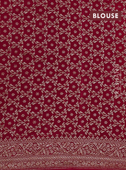 Banarasi crepe partly saree peach and pink with allover thread & zari woven buttas and woven border