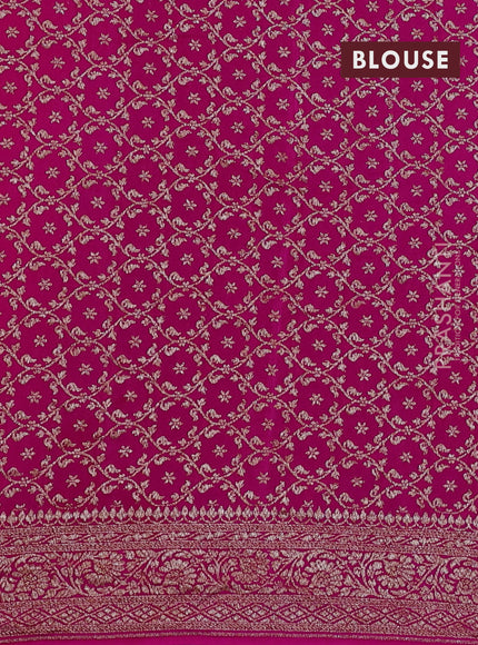Banarasi crepe partly saree royal blue and pink with allover thread & zari woven buttas and woven border
