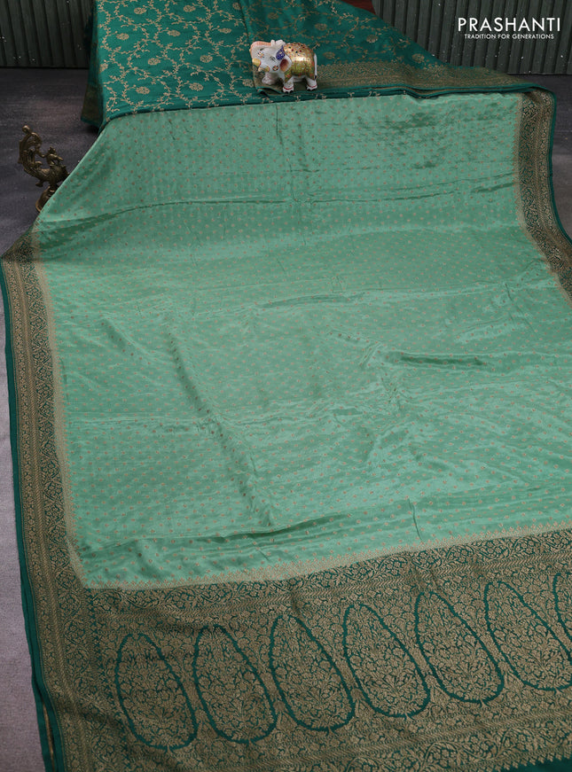 Banarasi crepe partly saree pastel green and green with allover thread & zari woven buttas and woven border
