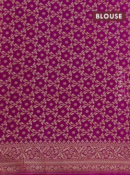 Banarasi crepe partly saree yellow and pink with allover thread & zari woven buttas and woven border