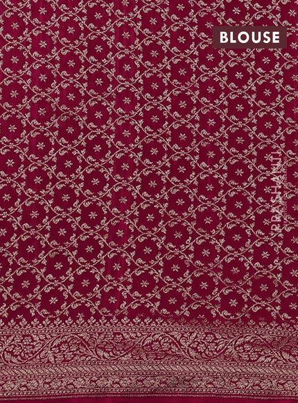 Banarasi crepe partly saree mauve pink and pink with allover thread & zari woven buttas and woven border