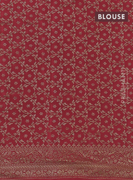 Banarasi crepe partly saree blue and red with allover thread & zari woven buttas and woven border