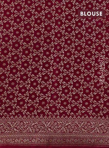Banarasi crepe partly saree beige and pink with allover thread & zari woven buttas and woven border