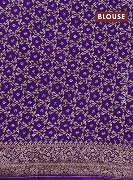 Banarasi crepe partly saree blue and violet with allover thread & zari woven buttas and woven border