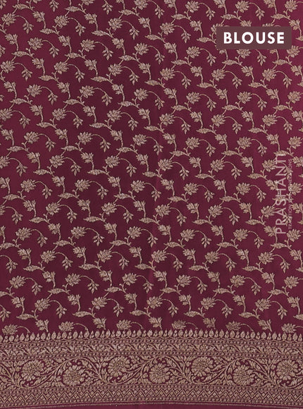 Banarasi crepe partly saree mauve pink and dark pink with allover thread & zari woven buttas and woven border
