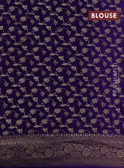 Banarasi crepe partly saree pink and purple with allover thread & zari woven buttas and woven border