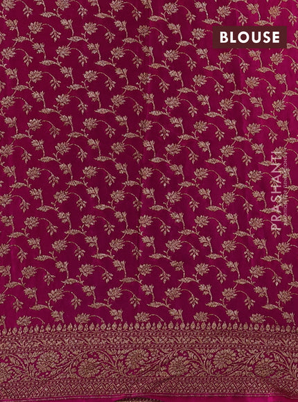 Banarasi crepe partly saree green and pink with allover thread & zari woven buttas and woven border