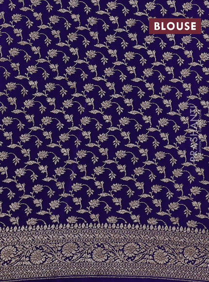 Banarasi crepe partly saree pink and violet with allover thread & zari woven buttas and woven border