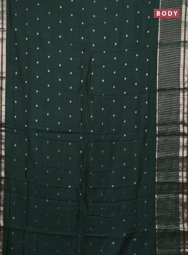 Semi chanderi saree bottle green and light green with zari woven buttas and long zari woven border