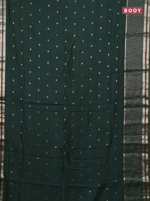 Semi chanderi saree bottle green and light green with zari woven buttas and long zari woven border