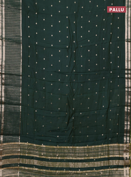 Semi chanderi saree bottle green and light green with zari woven buttas and long zari woven border