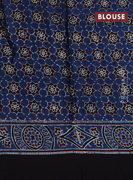 Modal silk saree indigo blue and black with allover ajrakh prints and printed border