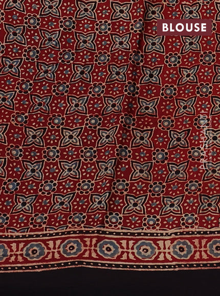 Modal silk saree maroon and black with allover ajrakh prints and printed border