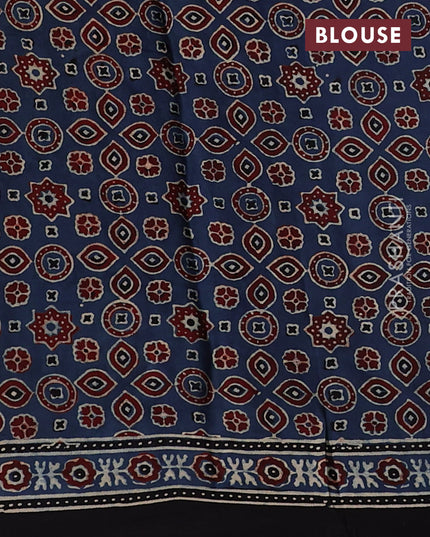Modal silk saree indigo blue and black with allover ajrakh prints and printed border