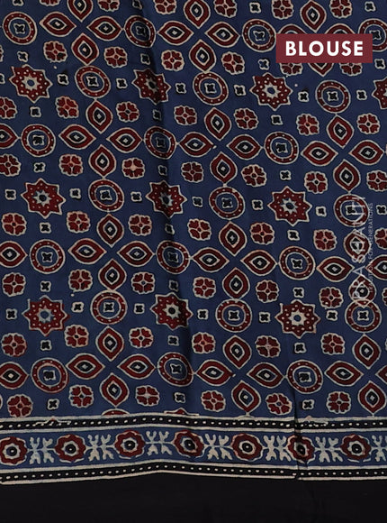 Modal silk saree indigo blue and black with allover ajrakh prints and printed border