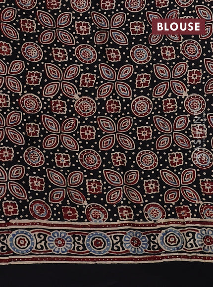 Modal silk saree black with allover ajrakh prints and printed border