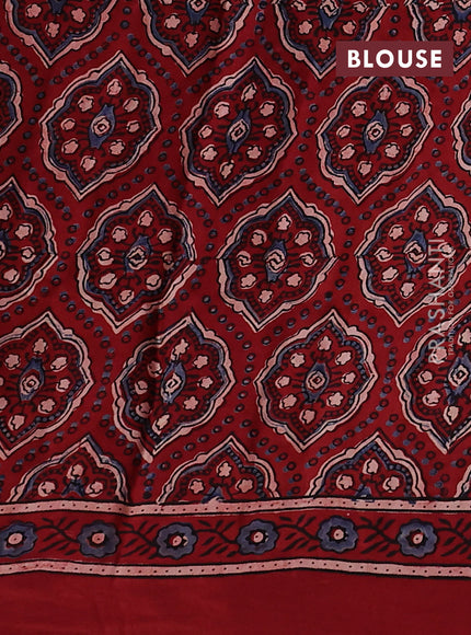 Modal silk saree maroon with allover ajrakh prints and printed border