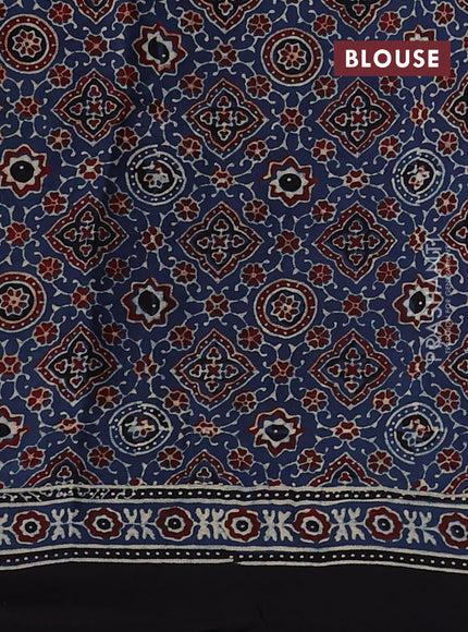 Modal silk saree indigo blue and black with allover ajrakh prints and printed border